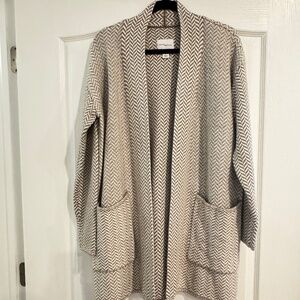 Daily Ritual Herringbone Coat Length Sweater- Beige Taupe- Size M- NWT
